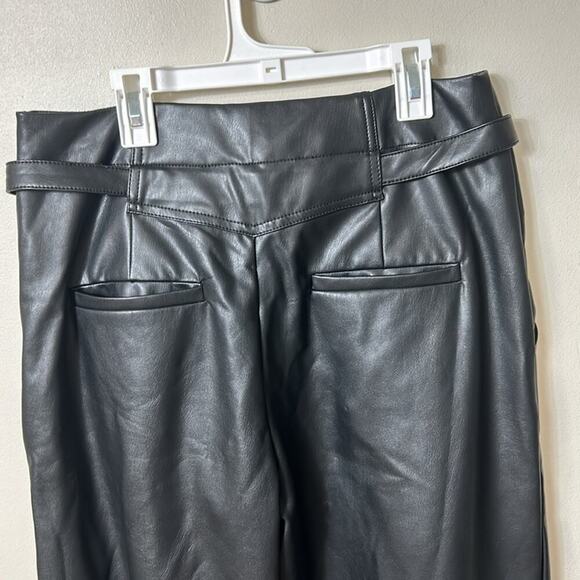 NEW Anthropologie Maeve black vegan leather taper pleated pants - Picture 12 of 16